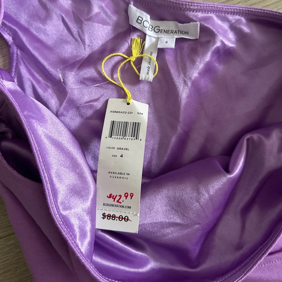 NWT Women 4 BCBGeneration Purple Cut-Out One Shoulder Mini Dress Stretch - Picture 3 of 4